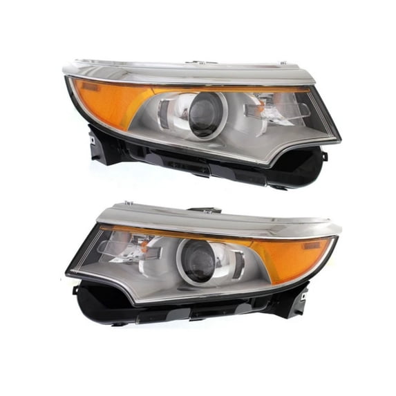 KarParts360 For Ford Edge 2011 2012 2013 2014 Headlight Assembly Driver And Passenger Side | Pair | Clear And Amber Lens | Chrome Housing | SE/Limited/SEL Model | With Bulbs | For FO2502291, FO250329