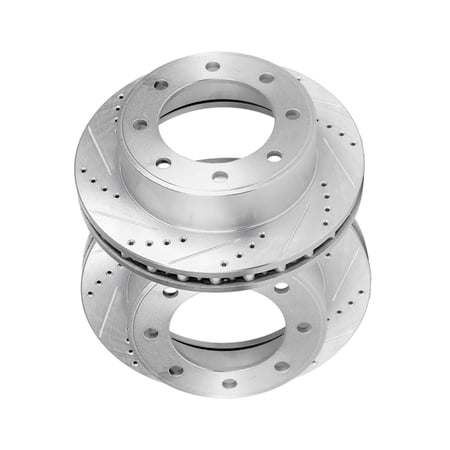 KarParts360 For Ford Excursion 2000 01 02 03 04 2005 Brake Discs Driver And Passenger Side | Pair | Front | Cross-Drilled And Slotted | Four Wheel Drive | Replacement For 19908, 54078, 66914