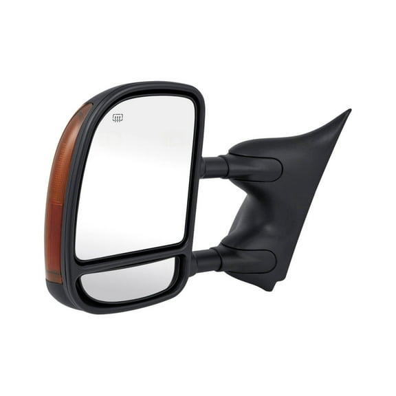 KarParts360 For Ford Excursion 2001 02 03 04 2005 Door Mirror Driver Side | Textured Black | Flat | Power | Foldaway | Heated | Extendable Towing Mirror | Dual Lens | FO1320268 | 5C3Z17683EAA