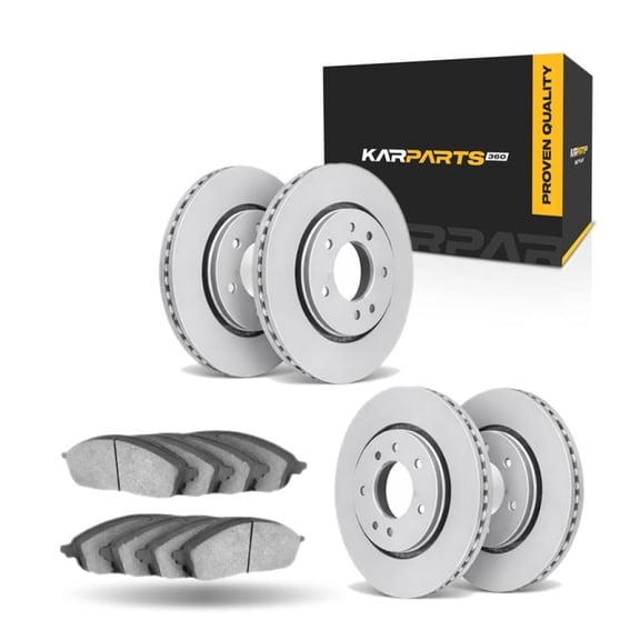 KarParts360 For Ford Expedition 2002 03 04 05 2006 Brake Rotors Set Front And Rear | Cast Iron | Vented | Excluded Calipers | Commercial/Fleet Duty Driving Style | Plain Rotor Style