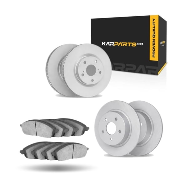 KarParts360 For Ford Explorer 2002 2003 2004 2005 Brake Rotors Set Front And Rear | Cast Iron | Vented | Excluded Calipers | Commercial / Fleet Duty Driving Style | Plain Rotor Style