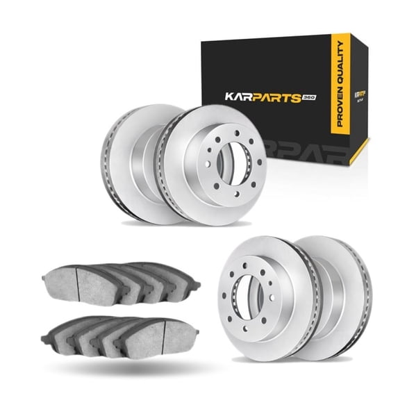 KarParts360 For Ford F-250/F-350 Super Duty 2010 2011 Brake Rotors Set Front And Rear | Cast Iron | Vented | Excluded Calipers | Commercial/Fleet Duty Driving Style | Plain Rotor Style