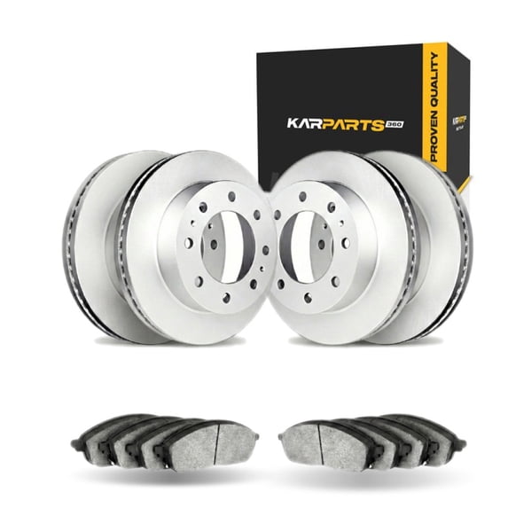 KarParts360 For Ford F-250 Super Duty 2012-2022 Disc Brake Set | Front and Rear | Cast Iron Rotor Material | Plain Rotor Style | Excluded Calipers | With Brake Pads