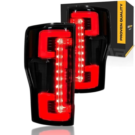 KarParts360 For Ford F-450/F-550 Super Duty 2020 2021 2022 Tail Lights Driver And Passenger Side | Pair | Smoke Lens | LED | Performance Part Class | With LED Accent