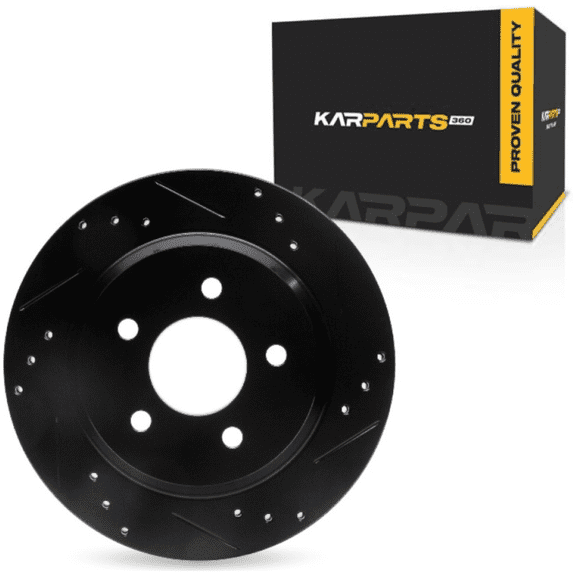 KarParts360 For Ford Mustang 1994 95 96 97 98 1999 Brake Rotor Rear, Passenger Side | Cast Iron | Vented | Black Finish | 16.8 Millimeters/0.66 Inches Discard Thickness | 5 Stud/Lug Hole