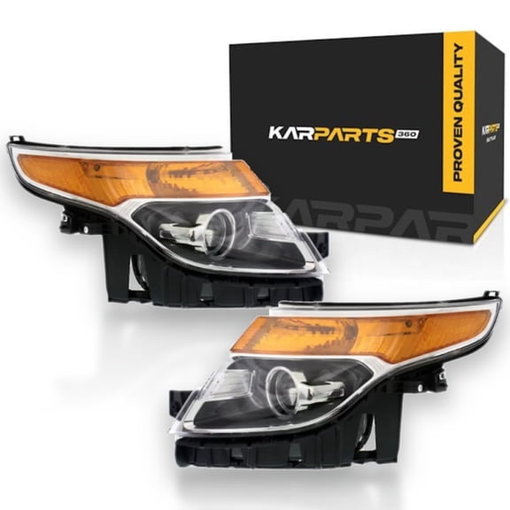 KarParts360 For Ford Police Interceptor Utility 2013 2014 2015 Headlights Driver and Passenger Side | Pair | With Bulb(s) | Replacement For FO2502328, FO2503328 | DB5Z13008B, DB5Z13008A