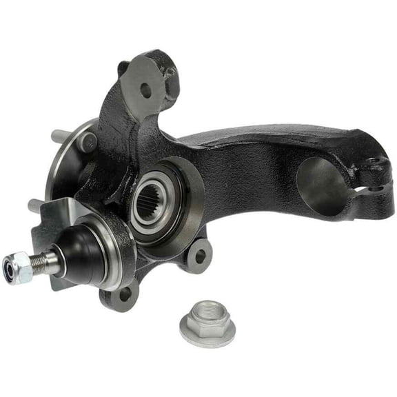 KarParts360 For Ford Transit Connect 2010 2011 2012 2013 Loaded Knuckle Driver Side | Front | Steel | Painted Finish | Black | Circular Flange Shape | With Axle Nut And Bolt | 2T1Z1215E, 2T1Z3K186A