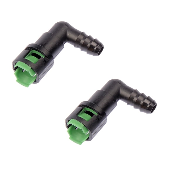 KarParts360 Fuel Line Connectors | Plastic, Rubber Material | Black, Green | 90 Degrees End 1 and 2 Connector | Quick Disconnect End 1 | 2 Pieces | Replacement For FLRQ-130, 3155C
