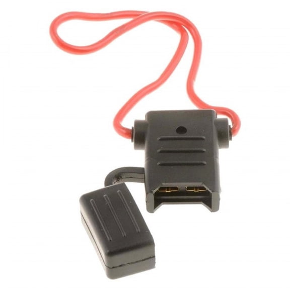 KarParts360 Fuse Holder | Black and Red | Blade Fuse | 12 Voltage | 14 AWG Wire Gauge | 4.56 Inches Length