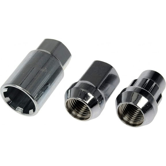 KarParts360 For GMC C1500 1990 1991 Wheel Lock | Carbon Steel | Chrome | M14 Thread Diameter | M14-1.50 Thread Pitch | Conical Seat - 60 Degree | With Wheel Lock Key