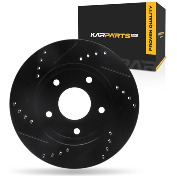 KarParts360 For GMC S15 Jimmy/S15 1990 1991 Brake Rotor Rear, Passenger Side | Cast Iron | Vented | Black Finish | Drilled And Slotted Style | 24.3 Millimeters/0.96 Inches Discard Thickness