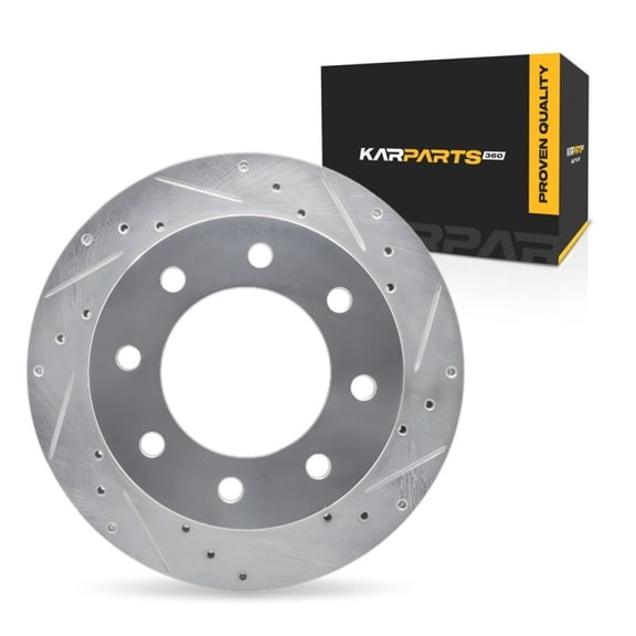 KarParts360 For GMC Sierra 1500 HD 2001 22 23 24 25 2006 Brake Rotor Rear, Passenger Side | Cast Iron | Vented | Silver Finish | 26.5 Millimeters/1.04 Inches Discard Thickness | 8 Stud/Lug Hole