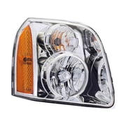 KarParts360 For GMC Yukon 2007 2008 2009 Headlight Driver Side | Clear Lens | Plastic Material | 12.8 Volts Direct Current | With Bulbs | Replacement For 15200042, 15821152