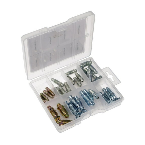 KarParts360 For Geo Tracker 1993 1994 Brake Bleeder Screw Set | Steel | Clear Zinc, Yellow Zinc Color | Hex Head Drive Type | Hex Screw/Bolt Head Style | Replacement For 1666493, 233-33-691