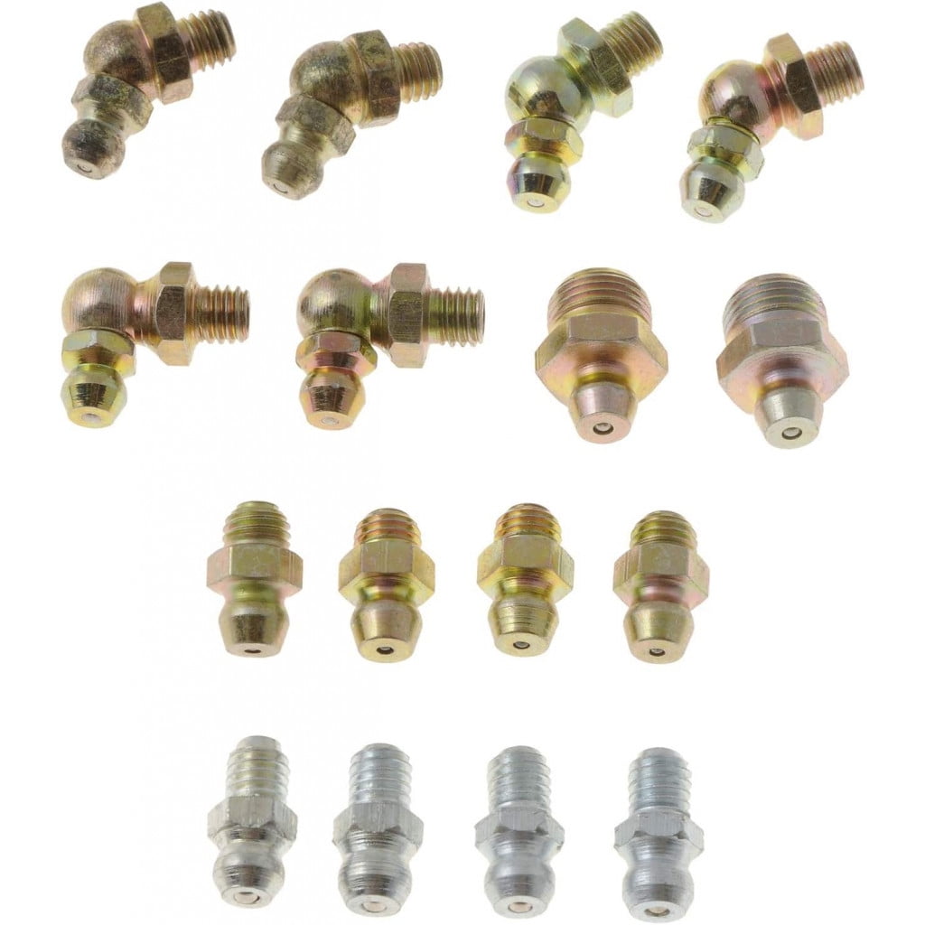 KarParts360 Grease Fitting Assortment | Brass | Assorted Angle | Unified Fitting Format | Assorted Fitting Type | 16 Pieces