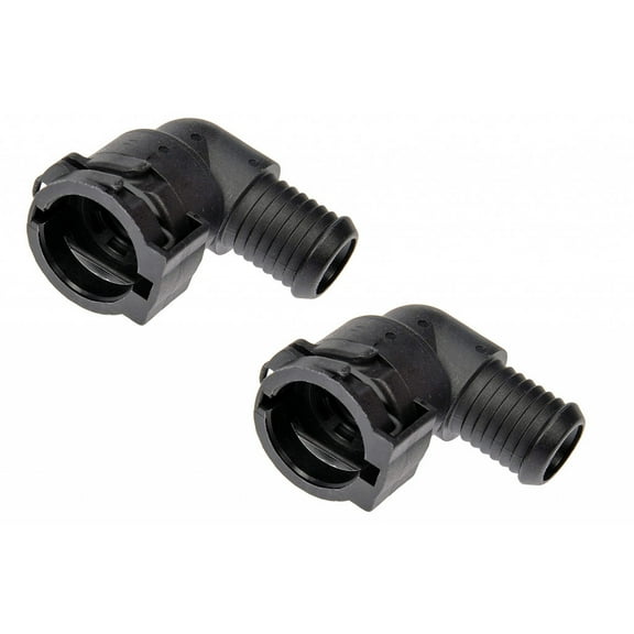KarParts360 Heater Hose Connector | Black | Nylon | Barb End 2 | Barb; Quick Connect End 1 | 1.1 Inches End 1 Outside Diameter | 0.64 Inches End 2 Outside Diameter