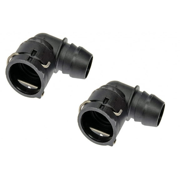 KarParts360 Heater Hose Connector | Nylon | Black | Barb End 2 | Barb; Quick Connect End 1 | 1.2 Inches End 1 Outside Diameter | 0.74 Inches End 2 Outside Diameter