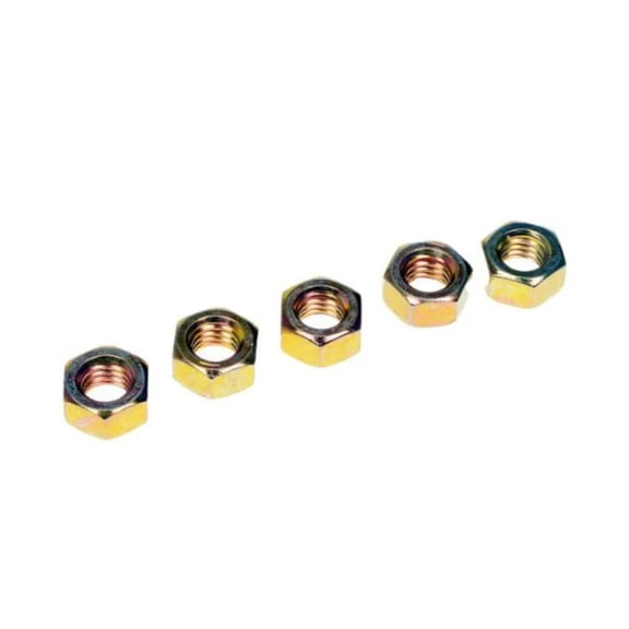 KarParts360 Hex Nut | Steel | Yellow Zinc Finish | 7/16-14 inches Callout Size | 7/16-14 Head Tool Size | Heat Hardened | 7/16 Inside Diameter | Excluded Locking