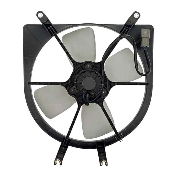KarParts360 For Honda Civic 1992-1998 Radiator Fan | Plastic Blade Material | Brushed Motor Type | Black | Stamped Steel Shroud | 2 Male Connector | Replacement For 19005-P08-003, 19015-P08-013
