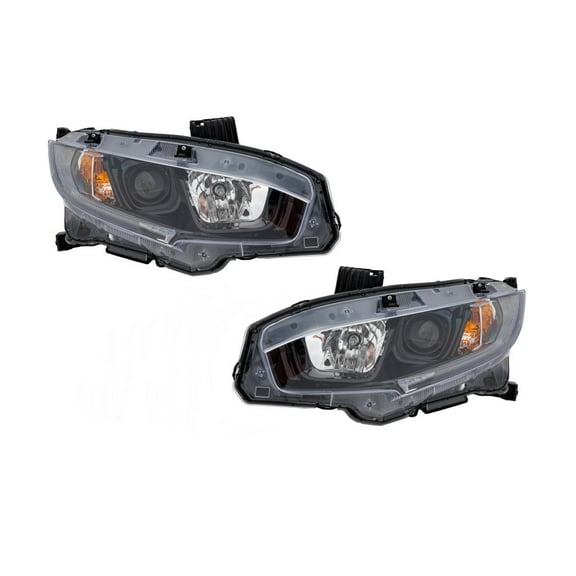KarParts360 For Honda Civic 2019 2020 2021 Coupe Headlight Driver And Passenger Side | Pair | Clear Lens | Replacement For HO2502192, HO2503192 | 33150-TBA-A31, 33100-TBA-A31