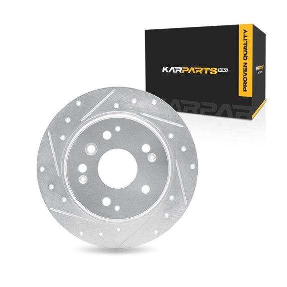 KarParts360 For Honda Element 2003-2011 Disc Brake Rotor Rear, Driver Side | Cast Iron | Solid | Silver Finish | 7.5 Millimeters/0.30 Inches Discard Thickness | 5 Stud/Lug Hole