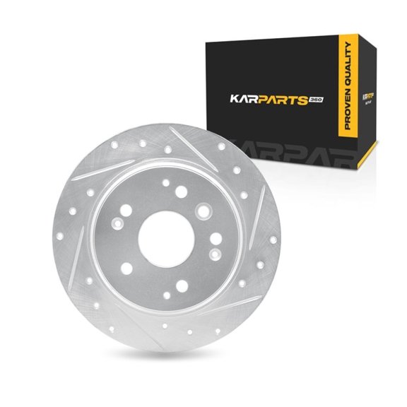 KarParts360 For Honda Element 2003-2011 Disc Brake Rotor Rear, Passenger Side | Cast Iron | Solid | Silver Finish | 7.5 Millimeters/0.30 Inches Discard Thickness | 5 Stud/Lug Hole