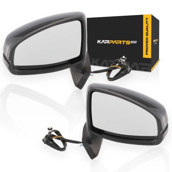 KarParts360 For Honda Fit 2015 16 17 18 19 2020 Door Mirrors Driver And Passenger Side | Pair | Manual Folding | Non-Heated | Power | Paintable | Replacement For HO1320332, HO1321332