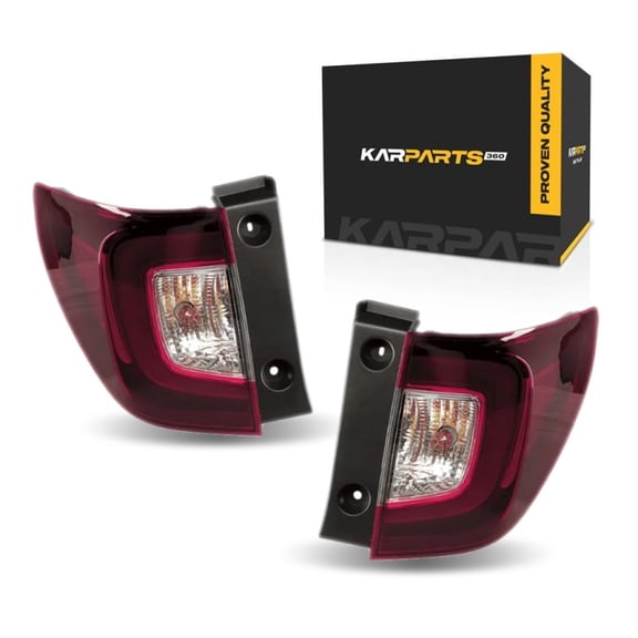 KarParts360 For Honda Pilot 2019 2020 2021 2022 Tail Light Driver and Passenger Side | Pair | Outer | Black | Red/Clear Lens | LED | With Bulbs | HO2804126, HO2805126 | 33550-TG7-A21, 33500-TG7-A21