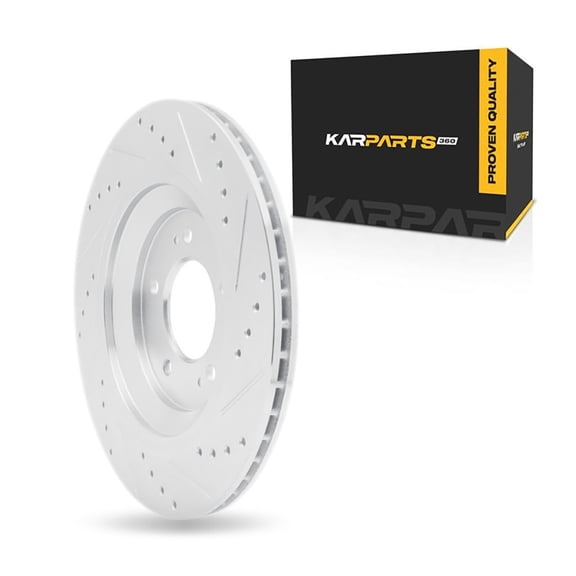 KarParts360 For Hyundai Elantra/Elantra N 2022 2023 2024 2025 Disc Brake Rotor Rear, Driver Side | Cast Iron | Silver Finish | Drilled And Slotted Style | 18 Millimeters/0.71 Inches Discard Thickness