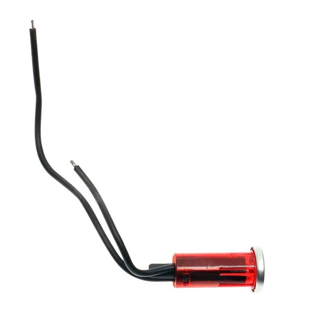 KarParts360 Indicator Light | Plastic, Metal | Red, Silver Color | 1/2 Inches Round Hole Switch Mounting Type | Wire Lead Terminal | Splice On Attachment Method | Round Connector