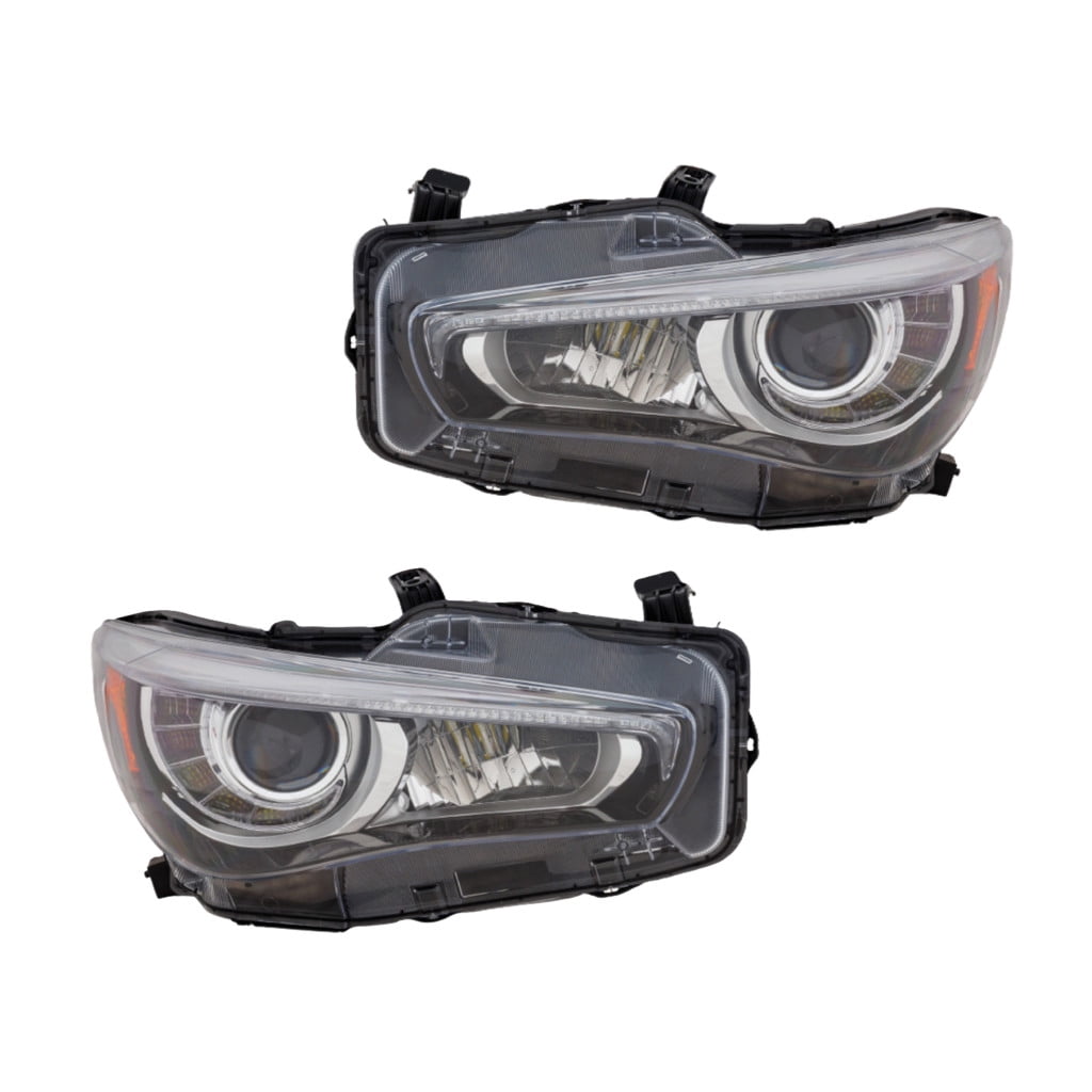 Front Headlight Assembly LED Chrome Clear For 2014-2017 Infiniti Q50