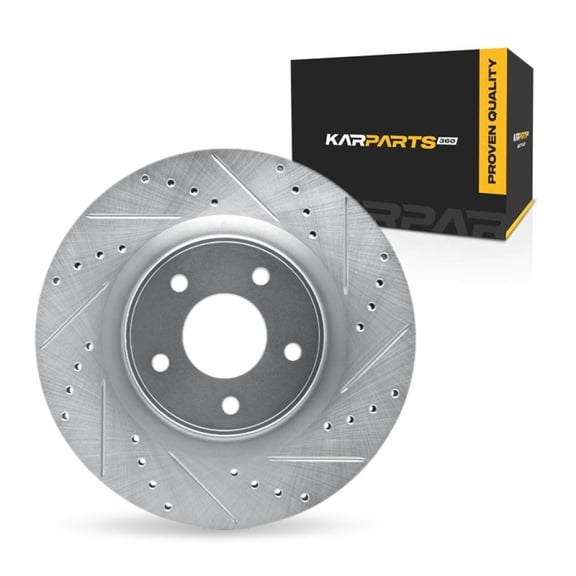 KarParts360 For Infiniti Q50 2014-2024 Brake Rotor Front, Passenger Side | Cast Iron | Silver Finish | 68 Millimeters/2.68 Inches Center Hole Diameter | 26 Millimeters/1.02 Inches Discard Thickness
