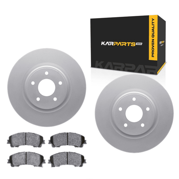 KarParts360 For Infiniti Q50 2014-2024 Rotors And Brake Pads Front | Cast Iron | Vented | Ceramic Pads | Performance/Racing Driving Style | Plain Rotor Style | 5 Lugs