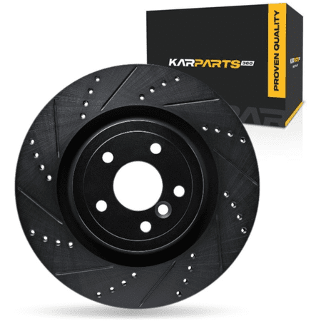 KarParts360 For Jaguar XE 2017 2018 2019 Brake Rotor Rear, Driver Side | Cast Iron | Vented | Black Finish | 18 Millimeters/0.71 Inches Discard Thickness | 20 Millimeters/0.79 Inches Nominal Thicknes
