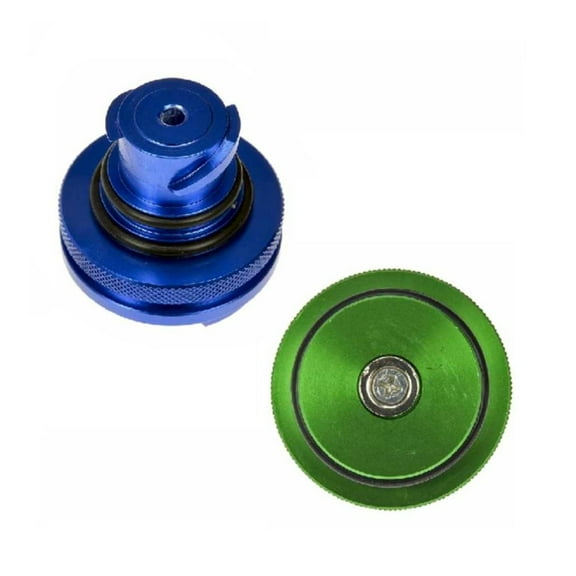 KarParts360 For Jeep Gladiator 2021 Fuel Tank Cap | Aluminum | Blue, Green | 36.5 Millimeters Cross Bar Length | 20.25 Millimeters, 12.5 Millimeters Depth | OEM Improved Grade Type