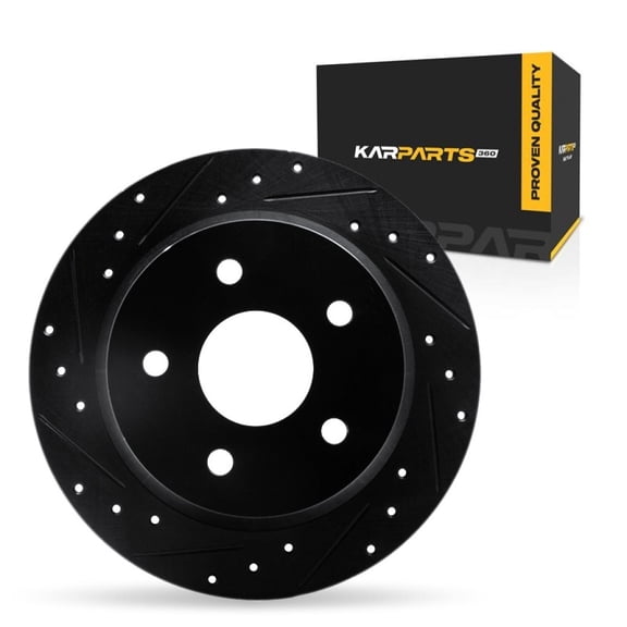 KarParts360 For Jeep Grand Cherokee 1999 00 01 02 03 2004 Brake Rotor Rear, Driver Side | Cast Iron | Solid | Black Finish | 8.5 Millimeters/0.33 Inches Discard Thickness | 5 Stud/Lug Hole