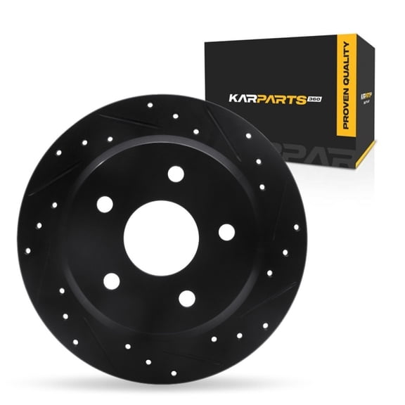KarParts360 For Jeep Grand Cherokee 1999 00 01 02 03 2004 Brake Rotor Rear, Passenger Side | Cast Iron | Solid | Black Finish | 8.5 Millimeters/0.33 Inches Discard Thickness | 5 Stud/Lug Hole