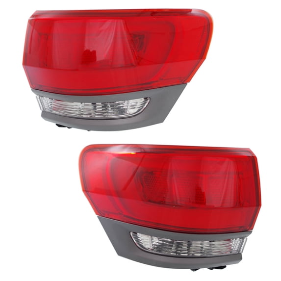 KarParts360 For Jeep Grand Cherokee 2014 2015 2016 2017 2018 Tail Light Assembly Driver And Passenger Side | Pair | Outer | w/Gray Insert | Clear and Red Lens | Chrome Housing | CH2804110, CH2805110