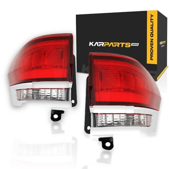 KarParts360 For Jeep Grand Cherokee WK 2022 Tail Light Driver and Passenger Side | Pair | Outer | Black | Red/Clear Lens | LED | With Bulbs | CH2804121, CH2805121 | 68471329AA, 68471328AA
