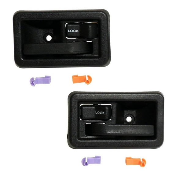 KarParts360 For Jeep Wrangler 1997-2006 Interior Door Handle Kit Driver And Passenger Side | Pair | Front | Inner | True Jeep (TJ) | Black | Plastic | For Full Or Half Doors | With Door Lock Rod Clip