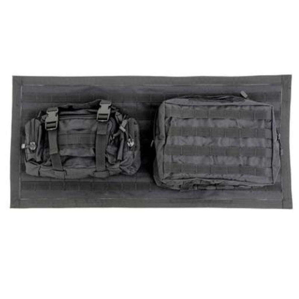 KarParts360 For Jeep Wrangler JK 2007-2018 Gear Tailgate Cover | Black Denim | 600 Denier Polyester With PVC Liner | 2 Large Storage Pouches | Interchangeable With Pals/Molle Pouches | 2/4 Door