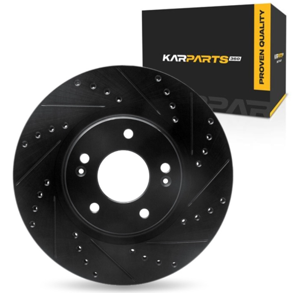 KarParts360 For Kia Niro EV 2023 2024 2025 Brake Rotor | Black | 25 Millimeters / 0.98 Inches Nominal Thickness | 305 Millimeters / 12.01 Inches Outside Diameter | 5 Stud/Lug Hole