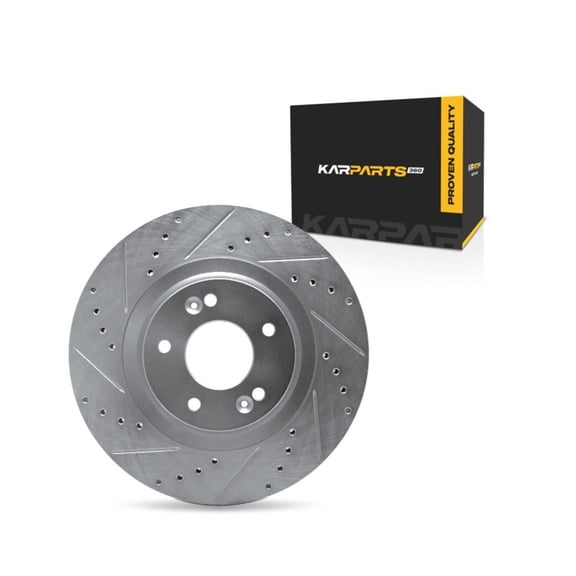 KarParts360 For Kia Sorento 2015 16 17 18 19 2020 Disc Brake Rotor Driver Side | Front | Cast Iron Material | Silver Color | Optional Design Full Cast | Vented Type | Drilled & Slotted Style