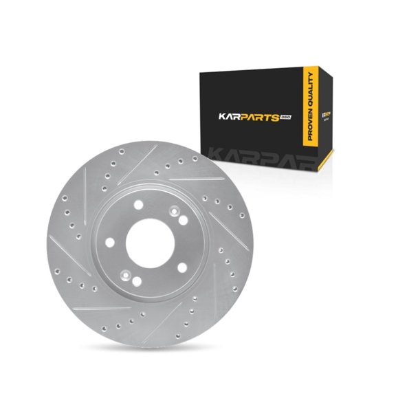 KarParts360 For Kia Sportage 2012 13 14 15 2016 Disc Brake Rotor Driver Side | Front | Cast Iron Material | Silver Color | Optional Design Full Cast | Vented Type | Drilled & Slotted Style
