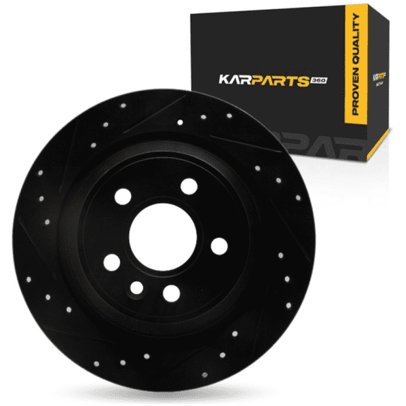 KarParts360 For Land Rover Range Rover Evoque 2012 2013 2014 2015 Brake Rotor Rear, Driver Side | Cast Iron | Solid | Black Finish | 9 Millimeters/0.35 Inches Discard Thickness | 5 Stud/Lug Hole