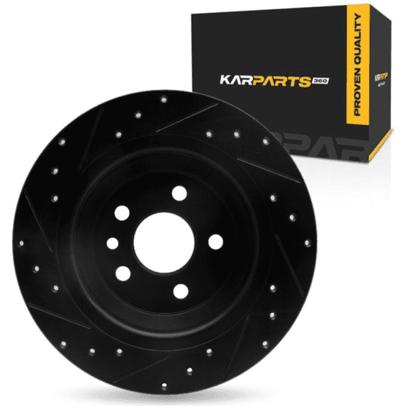 KarParts360 For Land Rover Range Rover Evoque 2012 2013 2014 2015 Brake Rotor Rear, Passenger Side | Cast Iron | Solid | Black Finish | 9 Millimeters/0.35 Inches Discard Thickness | 5 Stud/Lug Hole