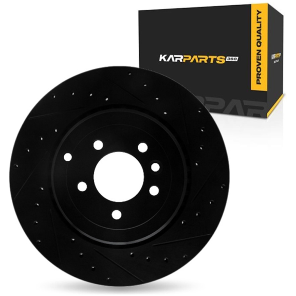KarParts360 For Land Rover Range Rover Sport 2010 2011 2012 2013 Brake Rotor Rear, Passenger Side | Cast Iron | Vented | Black Finish | 79 Millimeters/3.11 Inches Center Hole Diameter