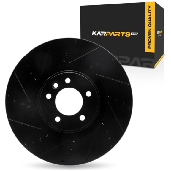KarParts360 For Land Rover Range Rover Sport 2010-2017 Brake Rotor Front, Driver Side | Cast Iron | Vented | Black Finish | 79 Millimeters/3.11 Inches Center Hole Diameter