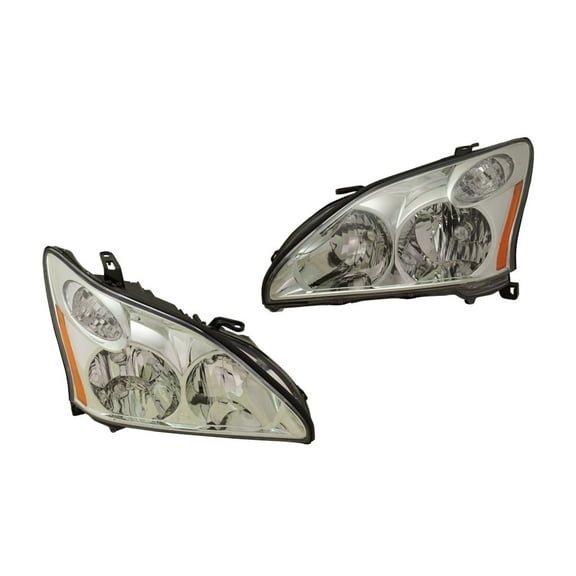 KarParts360 For Lexus RX330 Headlight 2004 2005 2006 Driver and Passenger Side | Pair | Plastic | With Bulbs | Replacement For LX2502123, LX2503123 | 81170-48200, 81130-48200