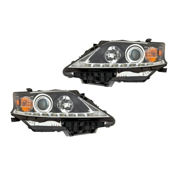 KarParts360 For Lexus RX350 2013 2014 2015 Headlight Driver And Passenger Side | Pair | CAPA Certified | With Bulb | Clear And Amber Lens | Plastic | LX2502156C, LX2503156C | 81150-0E150, 81110-0E150